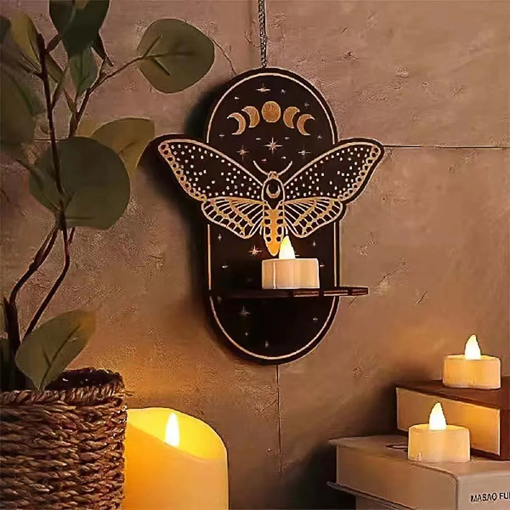 1PCS DIY кристална епоксидна смола мухъл молец стена свещник Декорация на дома силиконов молд