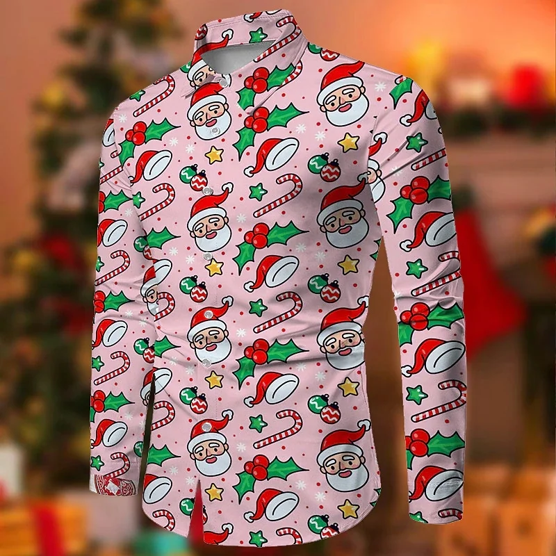 3D Коледен подарък Графити печат Ризи с дълъг ръкав за мъже Деца Смешни модни ризи и блузи Унисекс хавайски дрехи