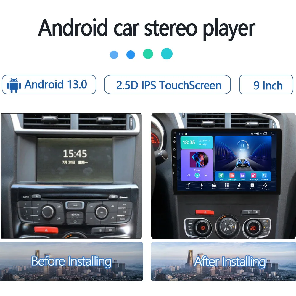 Android 13.0 автомобилен радио / мултимедиен видео плейър за Citroen C4 B7 2013-2016 GPS QLED Carplay DSP 4G WiFi Bluetooth