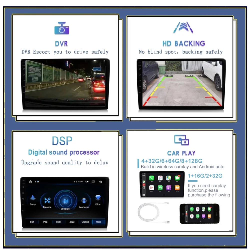 Carplay Android 13 Auto Radio Stereo Player Мултимедия GPS навигация за Toyota Land Cruiser Prado 120 2004 - 2009