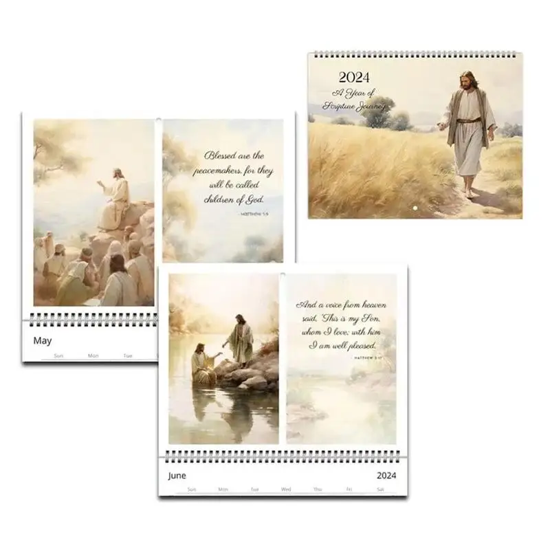 Christian Wall Calendar 2024 Christian Jesus Wall Monthly Planner 2024 Paper Christian Gift Calendar Декоративен стенен плановик за