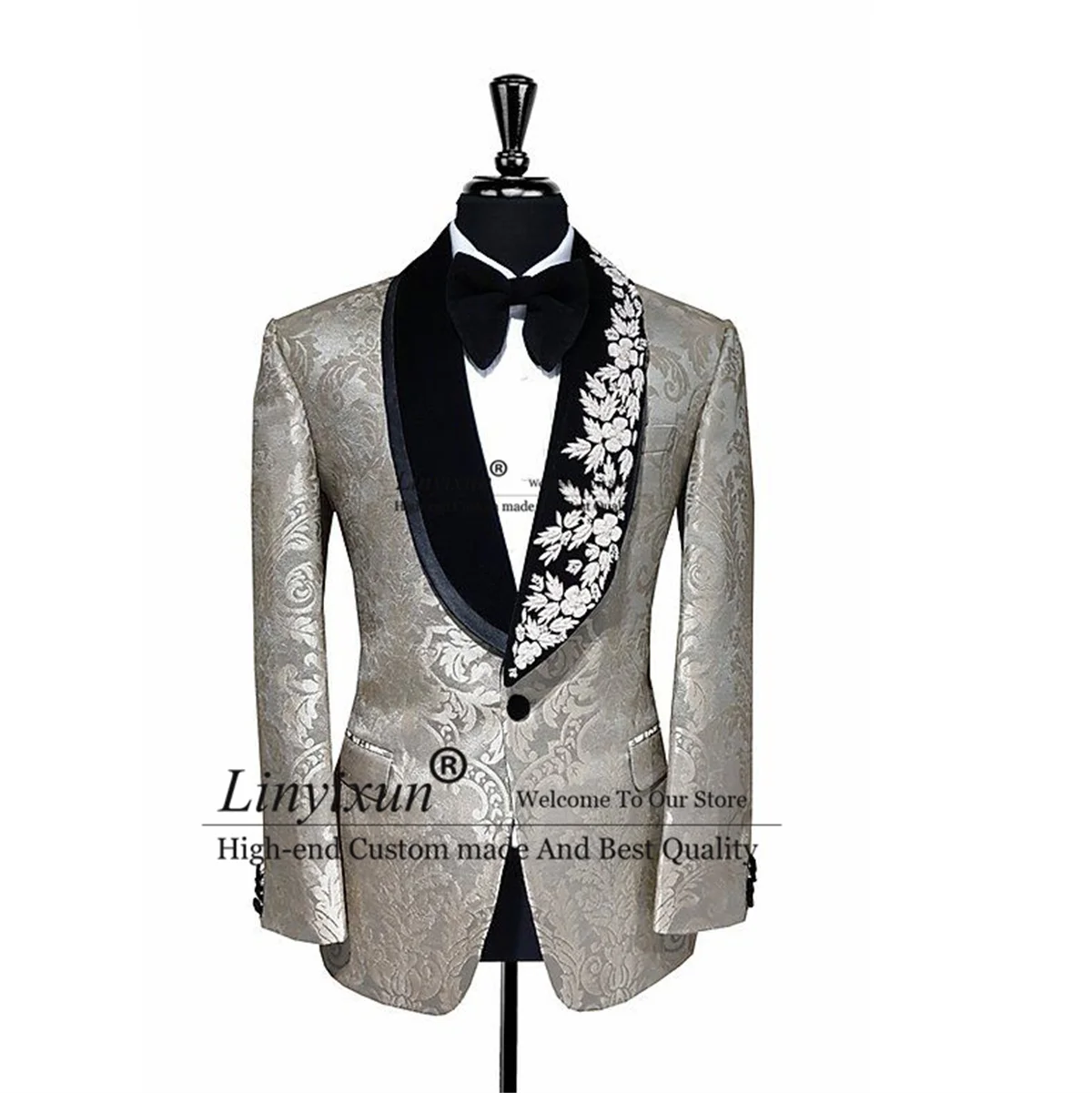 Fashion Jacquad сватбени костюми за мъже Шал ревера младоженеца Tuxedo Slim Fit мъжки абитуриентски блейзъри 2 броя комплект Terno Masculinos Completo