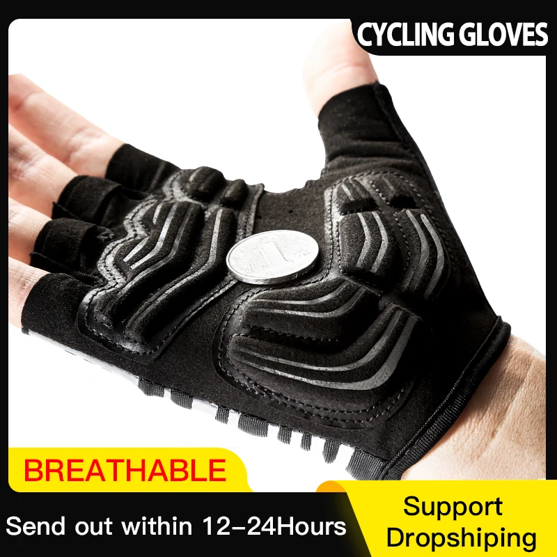 HOT Колоездене против хлъзгане Мъже против пот Мъже Жени Ръкавици с половин пръст Дишащи антишокови спортни ръкавици Велосипедна ръкавица за велосипеди