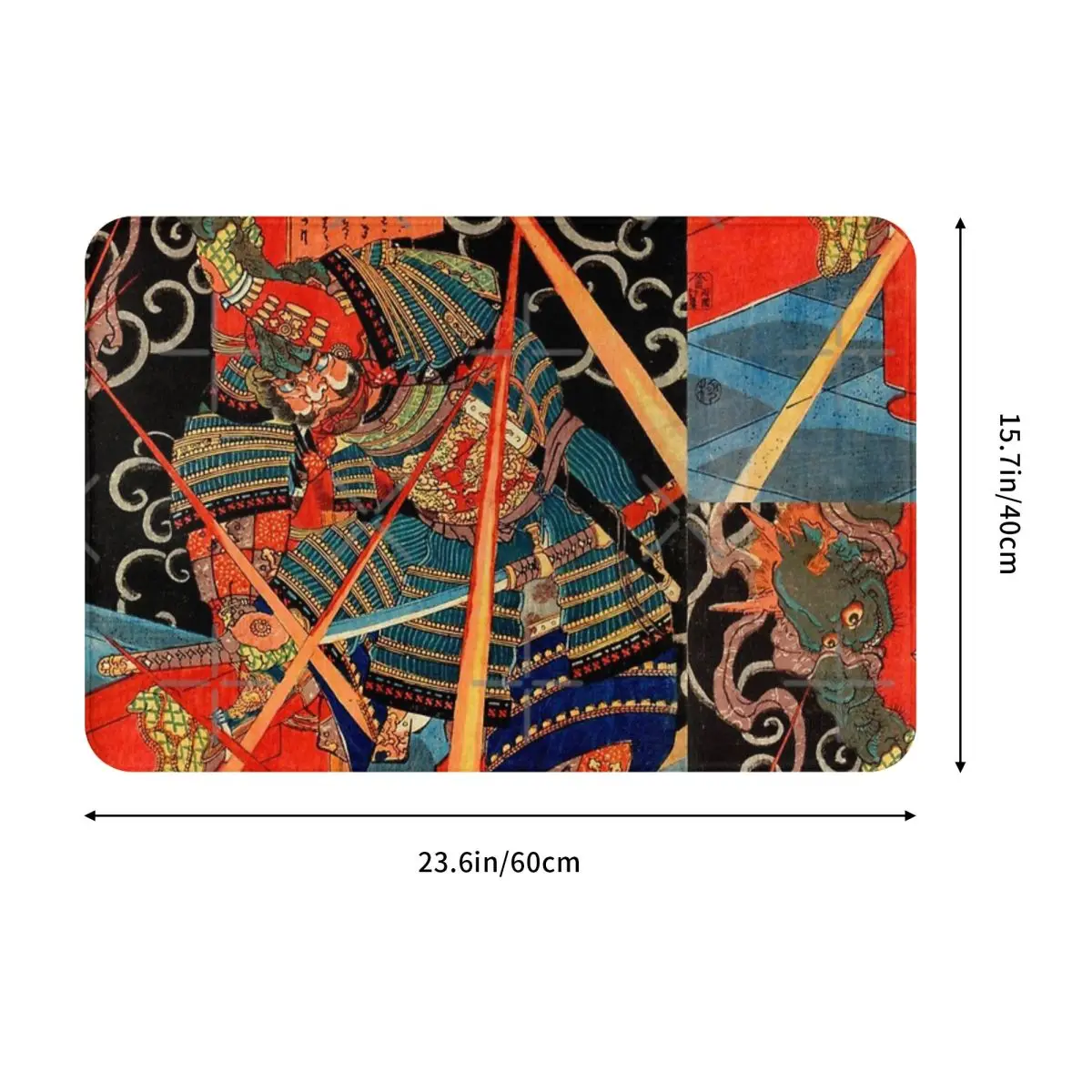 Utagawa Kuniyoshi японски самурай борба чудовище килим изтривалка BathMat Мат