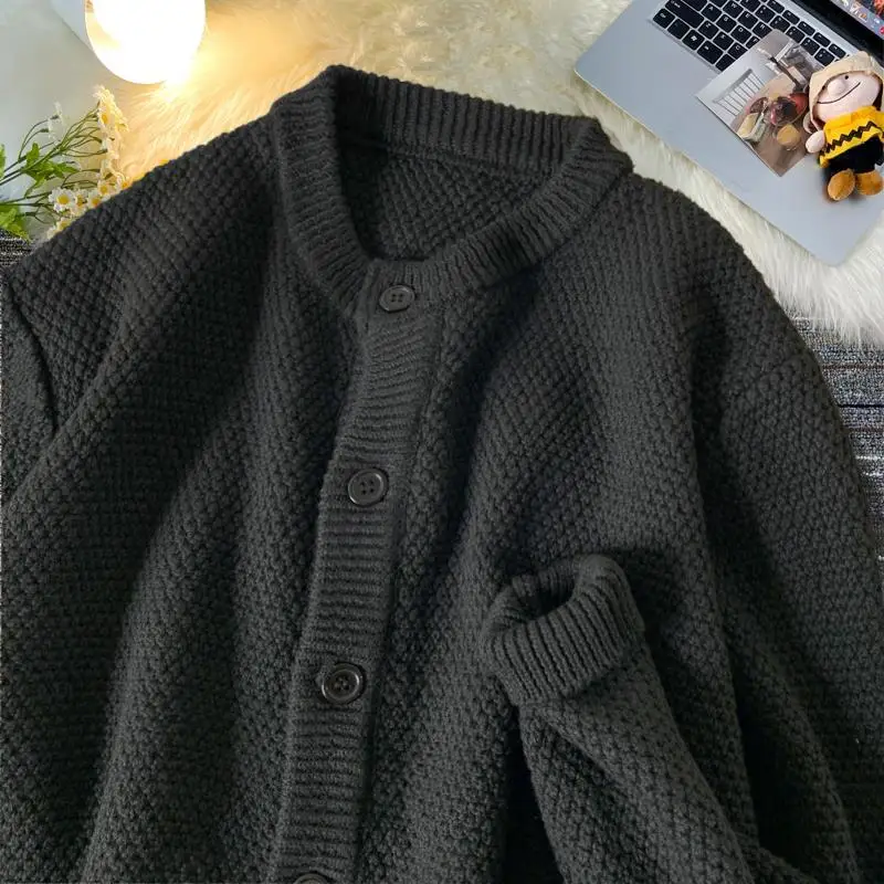 Външна търговия есенна и зимна мода универсален хлабав пуловер жилетка кръг врата мъжко палто