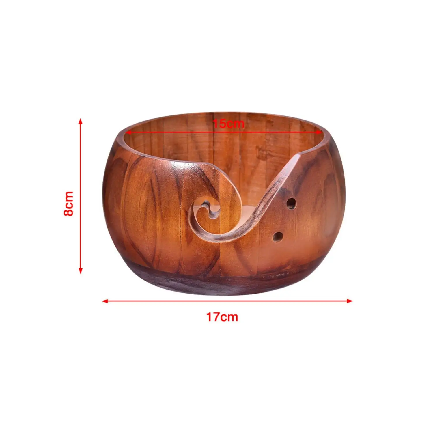 Дървена купа за прежда Плетене на кошница за съхранение Организатор с ръчно изработени дупки Предотвратяване на приплъзване чанта за съхранение на занаятчийски комплект за плетене на една кука 2022