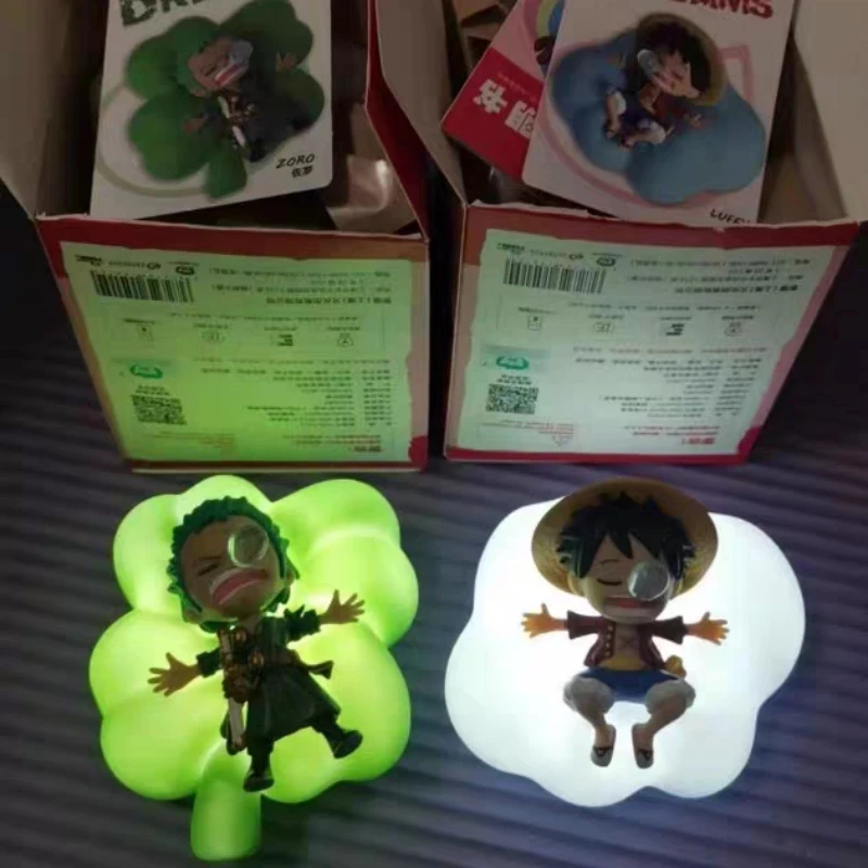 Едно парче аниме сляпа кутия нощна светлина Luffy Zoro Nami Sanji чопър фигури сладък сън серия Led орнамент изненада играчки подарък