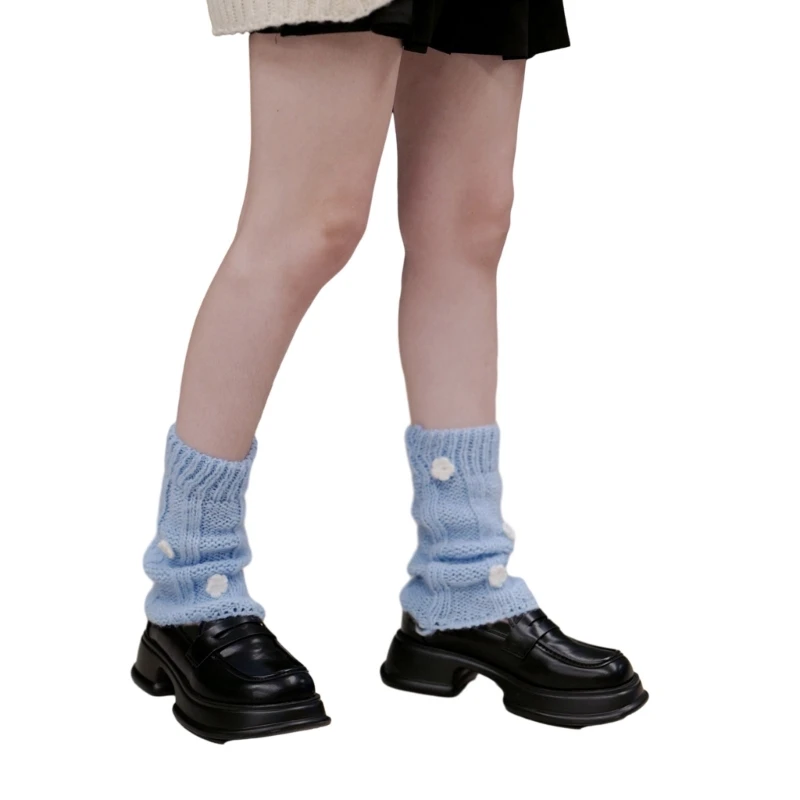 Жените момичета плетене на една кука плета къс крак топло сладък 3D флорални хлабав ботуши маншети чорапи P8DB