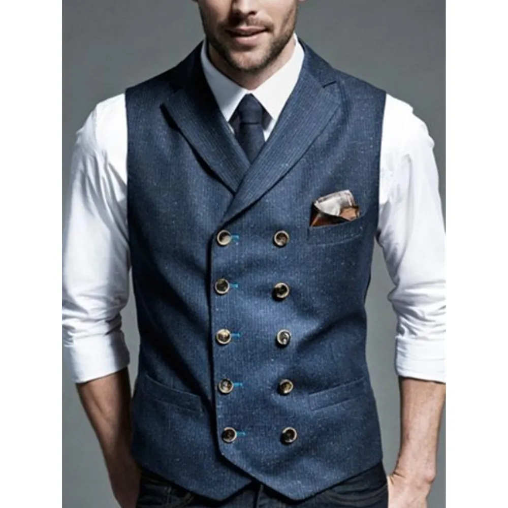 Нова марка рокля жилетки за мъже случайни тънък годни мъжки костюм жилетка двуреден жилетка Gilet Homme официално бизнес яке