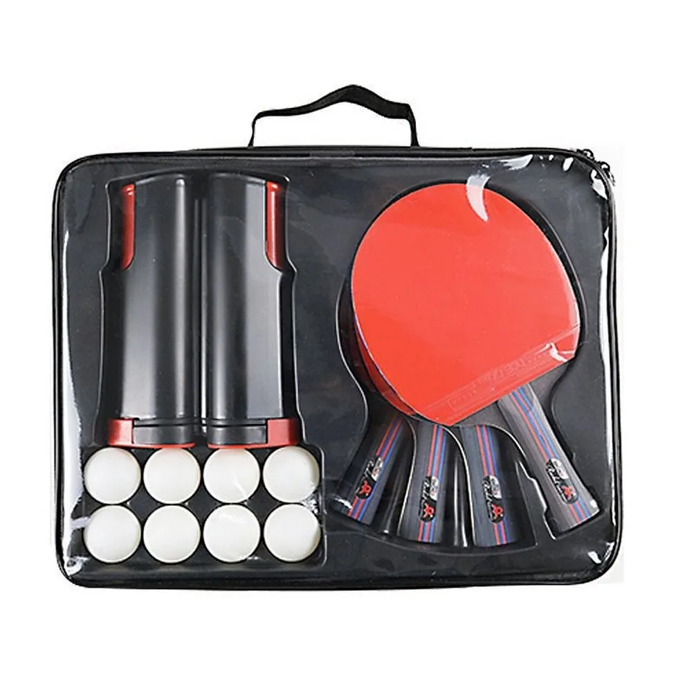 Професионален комплект ракети за тенис на маса Висококачествено гребло за пинг-понг с прибираща се мрежа за начинаещи играчи У дома