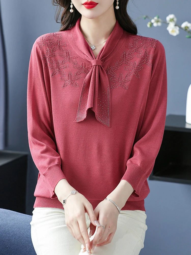 Пуловер върховете пролетта корейски мода дамски дрехи половин ръкав пуловер издърпайте женски пуловери
