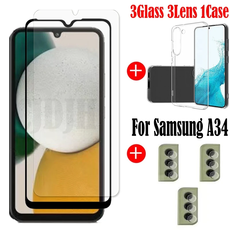 Пълно лепило закалено стъкло за Samsung Galaxy A34 екран протектор стъкло за Samsung A34 камера филм за Samsung A34 5G случай